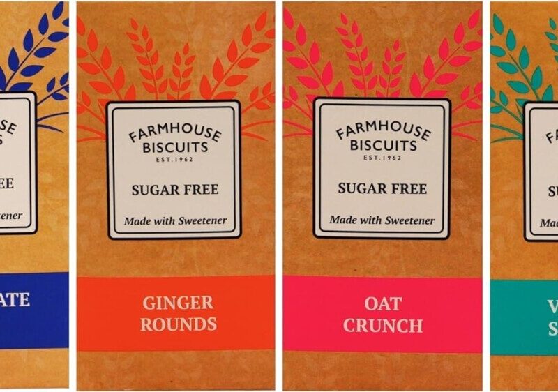 Farmhouse Sugar Free Cookies Selection - Viennese Shorties, Oat Crunch Cookies, Ginger Cookies & Choc Chip Cookies