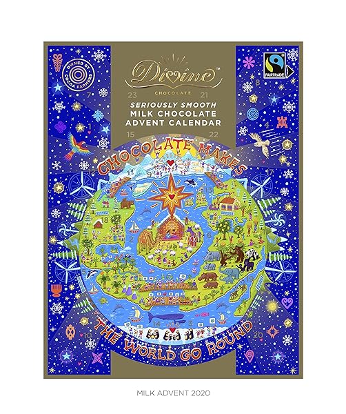 Divine Fairtrade Milk Chocolate Advent Calendar 85g (Pack of 2)